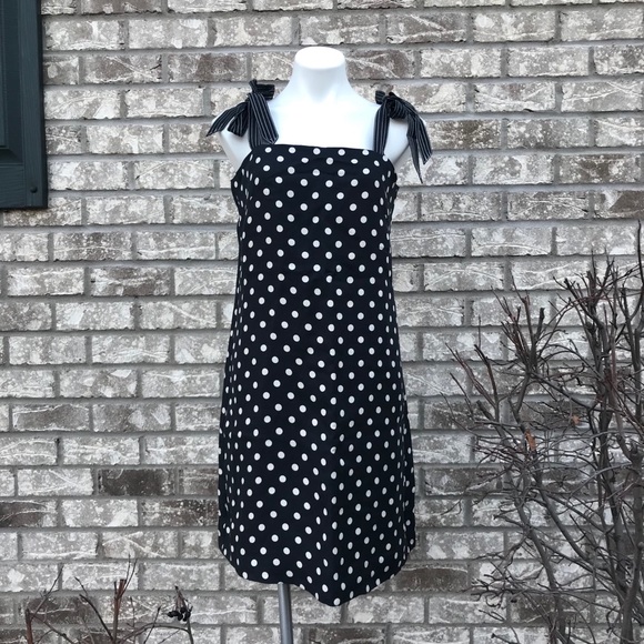 J.Crew Blue Navy Tie Straps Polka Dots Dress - Picture 11 of 12